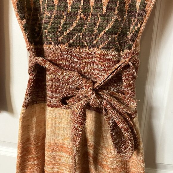 Vintage Mother Nature Joseph Ribkoff Mod Bodycon Knit Dress Womens 70s Boho - Picture 3 of 13